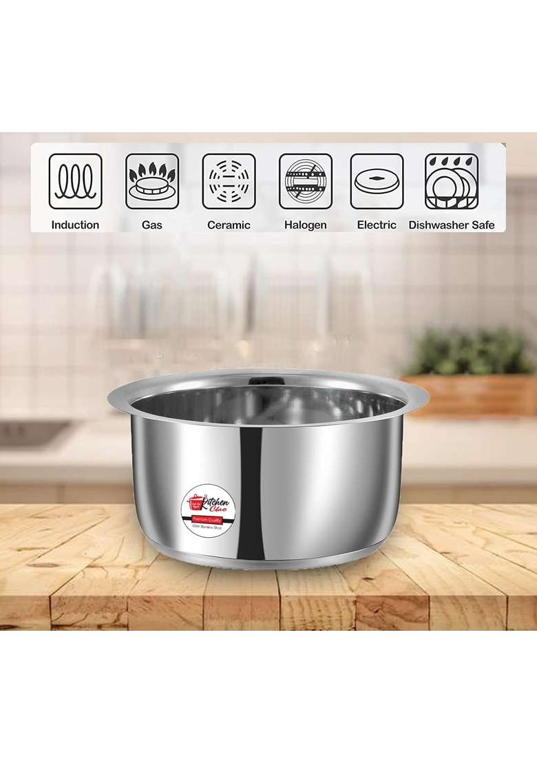 KITCHEN CLUE Stainless Steel Tope for Kitchen I Induction Base Cookware with Flat Bottom I | 1200 ml | 40.6 fl oz - Indya