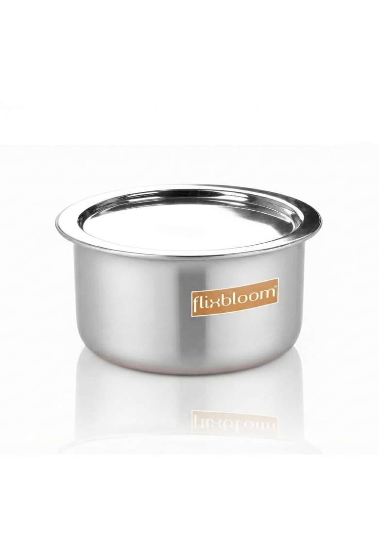 FLIXBLOOM Special Kitchen Triply Stainless Steel Induction Base Cookware | 500 ml | 16.9 fl oz | 14 cm | 5.5 Inch | With Lid - Indya