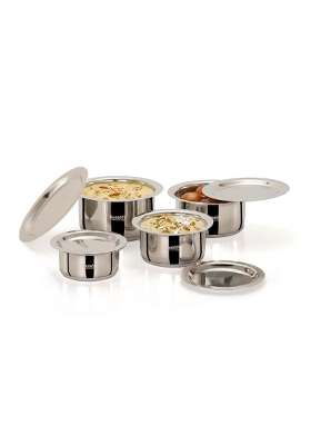 Sumeet ISI Certified Induction Bottom | 350 ml | 11.8 fl oz | 4-Piece Set | With Lid