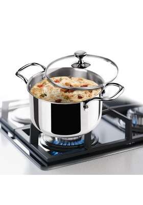 MILTON Pro cook Induction Cookware and Gas Stove Friendly Triply Stainless Steel Casserole | 1.2 L | 1.3 Qt | 14 cm | 5.5 Inch | With Lid