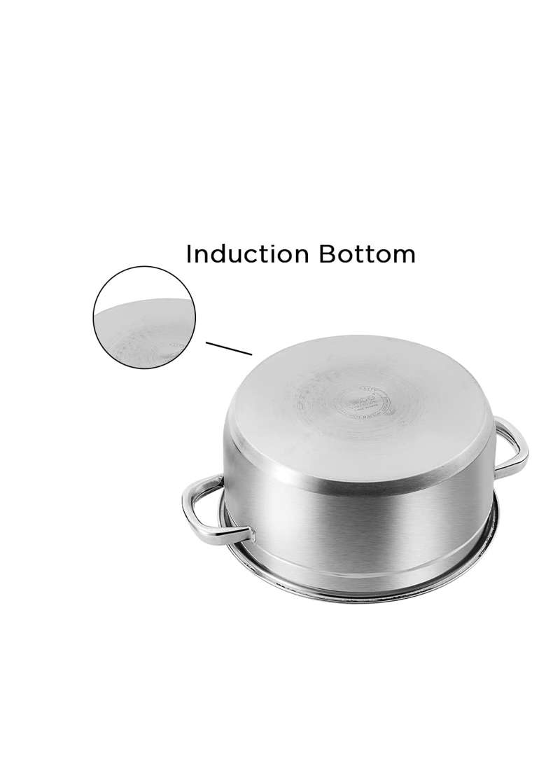 Vinod Bremen Stainless Steel Saucepot with Glass Lid | 1 L | 1.1 Qt | 14 cm | 5.5 Inch | Induction Compatible - Indya