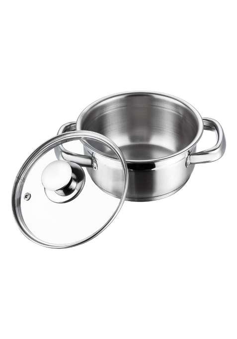 Vinod Bremen Stainless Steel Saucepot with Glass Lid | 1 L | 1.1 Qt | 14 cm | 5.5 Inch | Induction Compatible