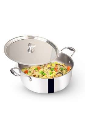 The Indus Valley Triply Stainless Steel Stock Pot with SS Lid Briyani Pot | 4 L | 4.2 Qt | 24 cm | 9.4 Inch | Induction Compatible | Non-Toxic