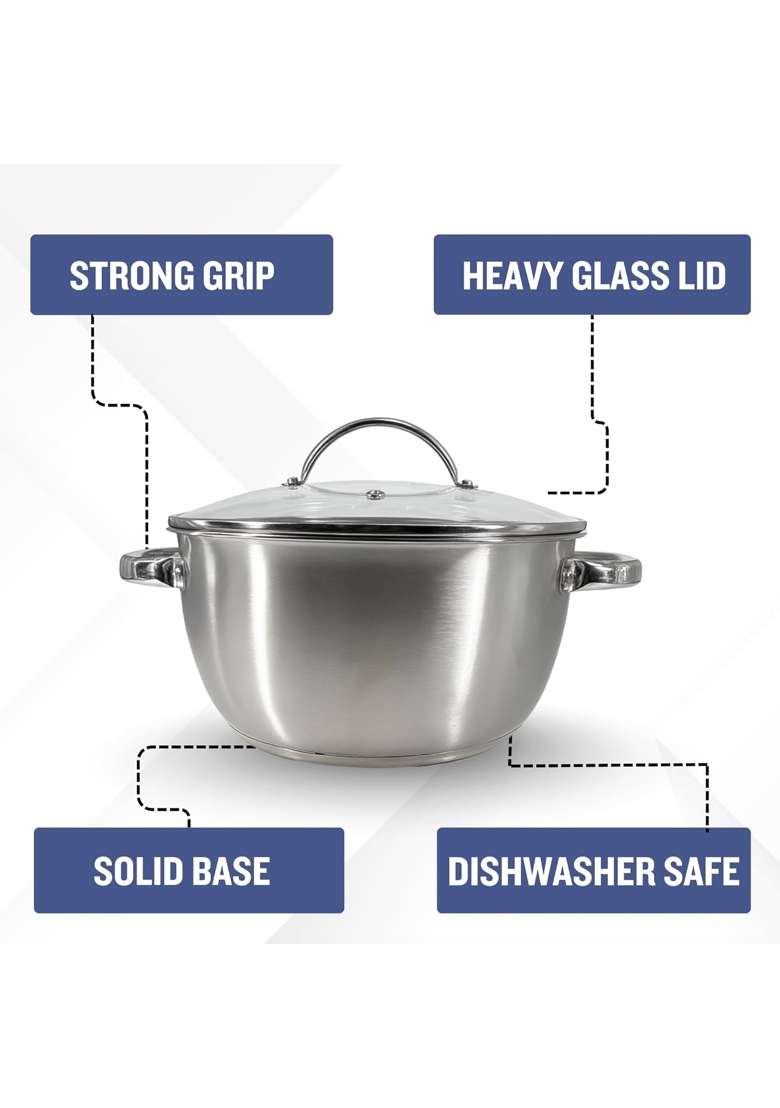 PLUMM Get Plumm Stainless Steel Cooking Pot | 24 cm | 9.4 Inch | With Lid - Indya