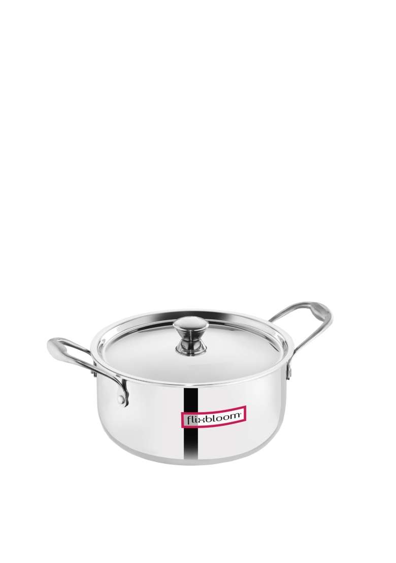 FLIXBLOOM Vizier Stainless Steel Triply Induction Base | 5 L | 5.3 Qt | With Lid - Indya