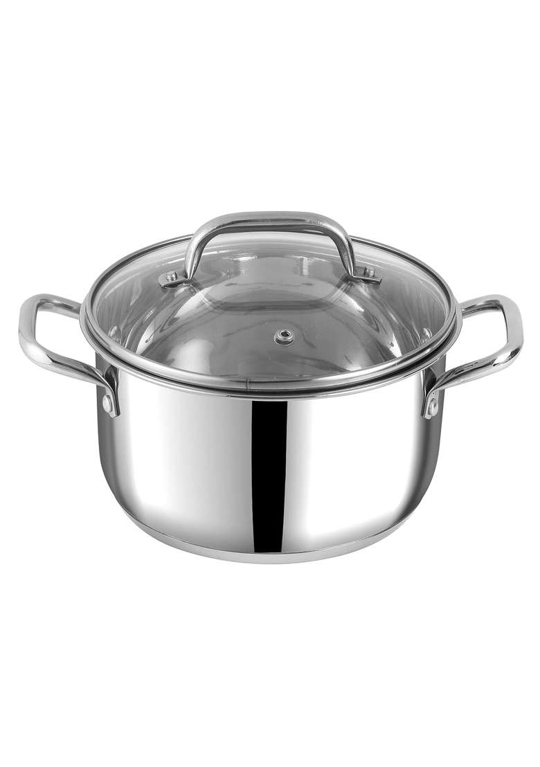 Vinod Mainz Stainless Steel Cookware | 2.7 L | 2.9 Qt | 3-Piece Set | Induction Compatible | With Lid - Indya