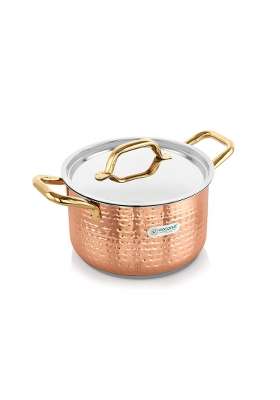 coconut Serene Stainless Steel Copper Polish Hammered Design Capsulated Stockpot | 3500 ml | 118.3 fl oz