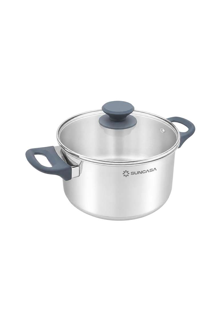 SUNCASA Impact Pro 304 Stainless Steel Casserole with Lid | 3 L | 3.2 Qt | 20 cm | 7.9 Inch | Induction Compatible - Indya