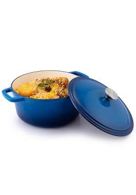 AGARO Royal Enamelled Cast Iron Casserole with Lid | 5 L | 5.3 Qt | Induction Compatible