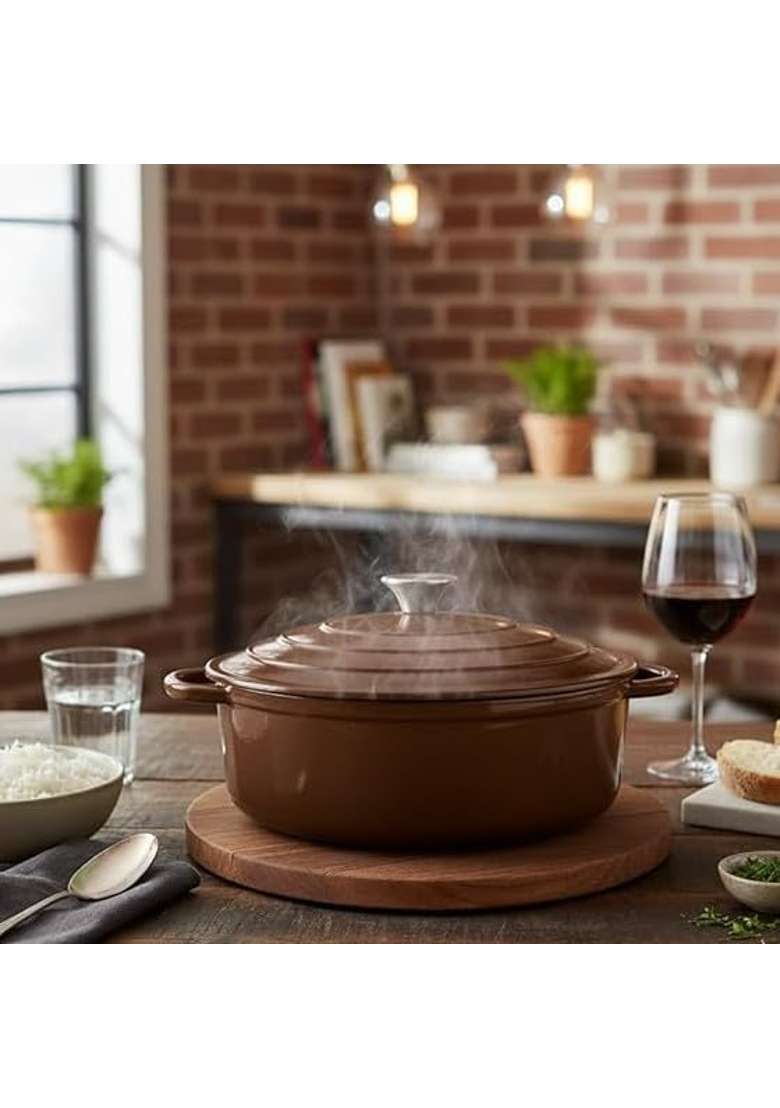 The Better Home Rustic Series Cast Iron Dutch Oven | 4 L | 4.2 Qt | Induction Compatible | Heavy Bottom - Indya