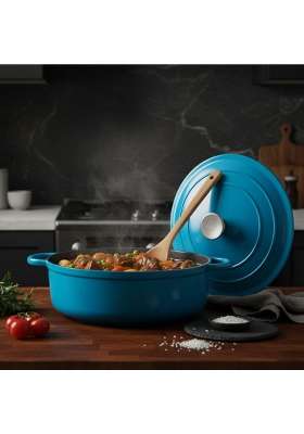 The Better Home Rustic Series Cast Iron Dutch Oven | 3.4 L | 3.6 Qt | Induction Compatible | Heavy Bottom | With Lid