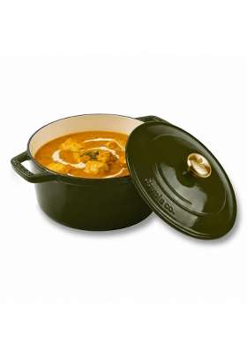 CUMIN CO. Enamel Cast Iron Dutch Oven | 2.5 L | 2.6 Qt | 20 cm | 7.9 Inch | Induction Compatible | Heavy Bottom | Non-Toxic | Non-Stick