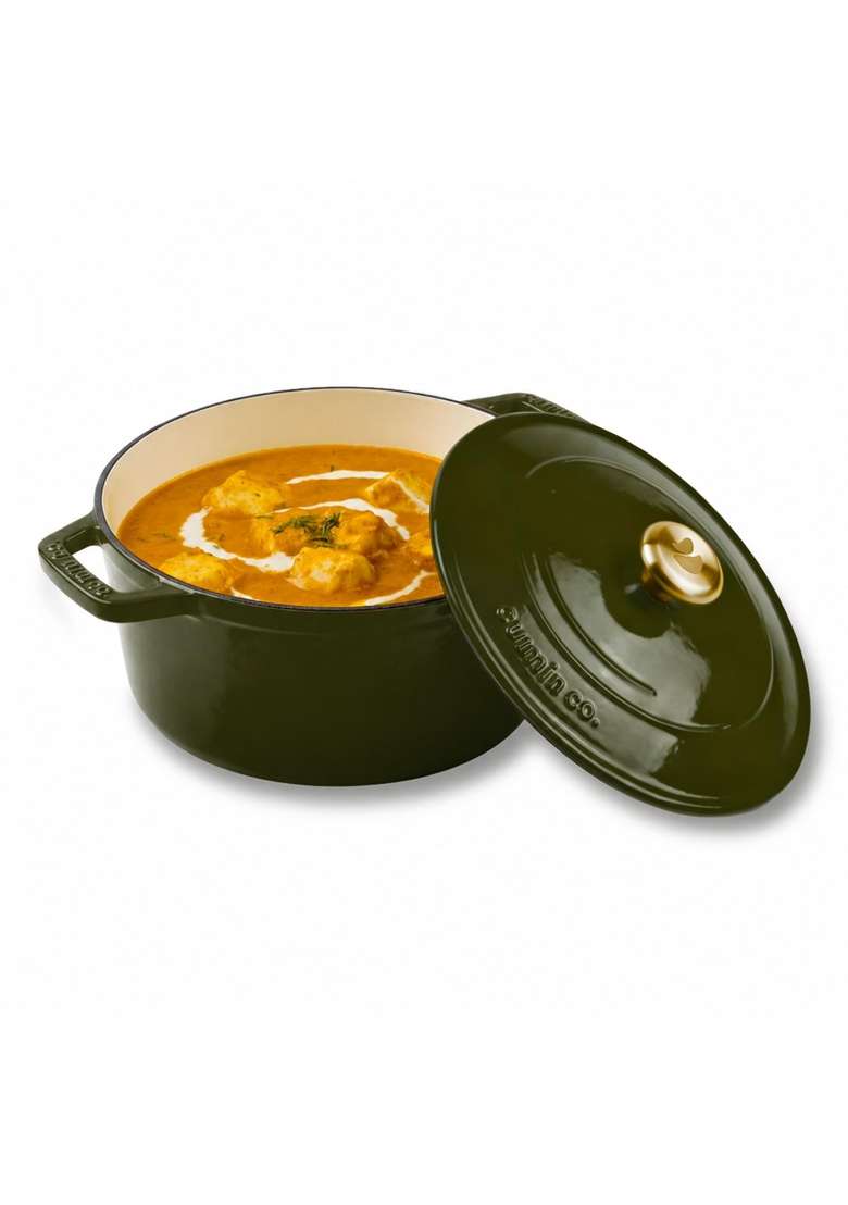 CUMIN CO. Enamel Cast Iron Dutch Oven | 2.5 L | 2.6 Qt | 20 cm | 7.9 Inch | Induction Compatible | Heavy Bottom | Non-Toxic | Non-Stick - Indya