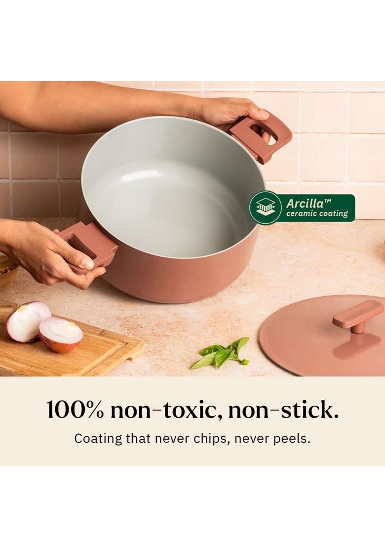 Ember Cookware Arcilla Ceramic Dutch Oven | 5 L | 5.3 Qt | 24 cm | 9.4 Inch | Non-Toxic | Non-Stick - Indya