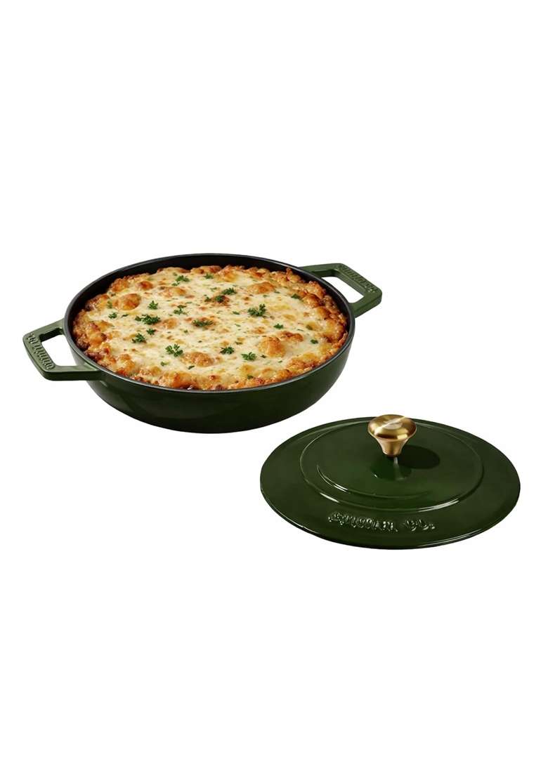 CUMIN CO. Enamel Cast Iron Braiser | 2.5 L | 2.6 Qt | 26 cm | 10.2 Inch | Induction Compatible | Non-Toxic | With Lid - Indya