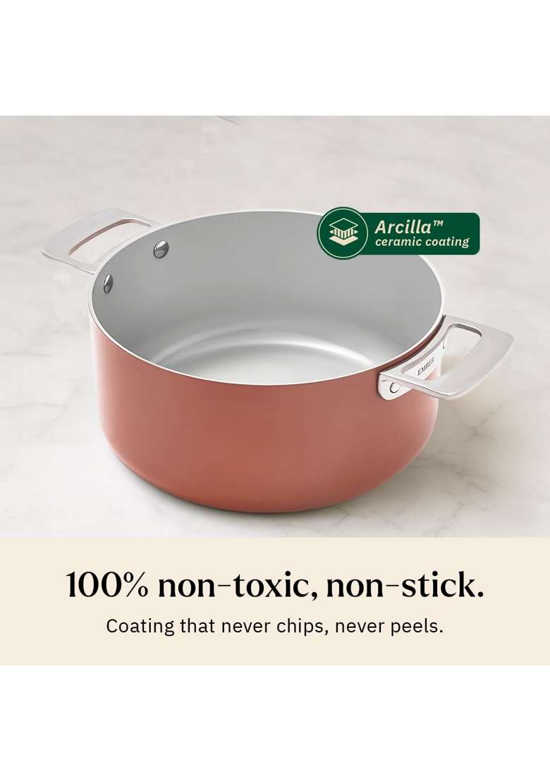 Ember Cookware Arcilla Ceramic Dutch Oven | 5 L | 5.3 Qt | 24 cm | 9.4 Inch | Non-Toxic | Non-Stick - Indya