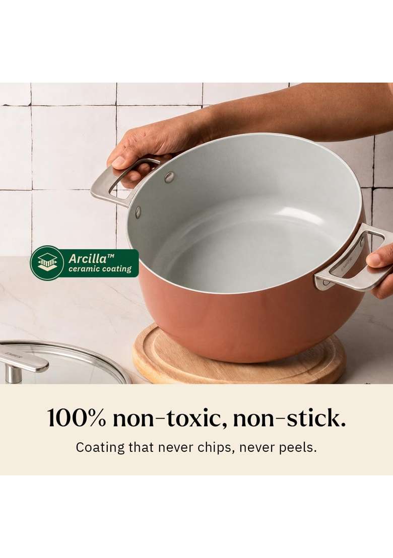 Ember Cookware Arcilla Ceramic Dutch Oven | 5 L | 5.3 Qt | 24 cm | 9.4 Inch | Non-Toxic | Non-Stick | With Lid - Indya