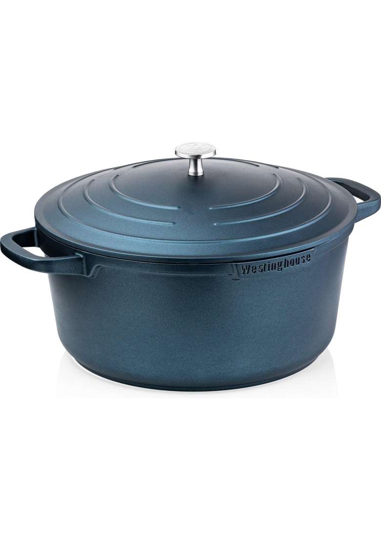 Westinghouse Blue Cast Aluminium Dutch Oven with Lid | 4.7 L | 5 Qt | Induction Compatible | Non-Stick - Indya