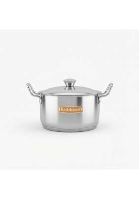 FLIXBLOOM Classy Kitchen Stainless Steel Triply Sandwich Bottom Thick Gauge Deep Cooking | 4 L | 4.2 Qt | With Lid