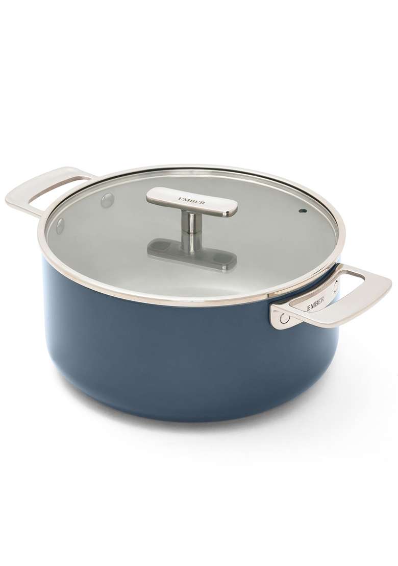 Ember Cookware Arcilla Ceramic Dutch Oven | 5 L | 5.3 Qt | 24 cm | 9.4 Inch | Non-Toxic | Non-Stick | With Lid - Indya
