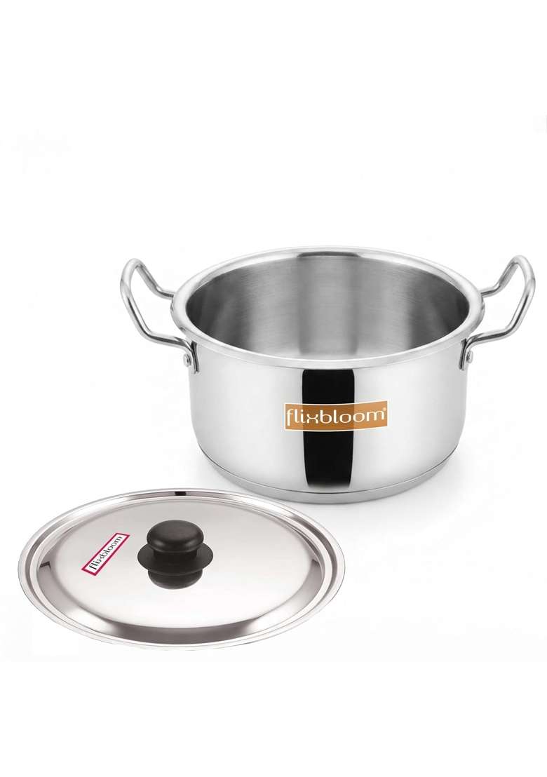 FLIXBLOOM Centric Stainless Steel TRIPLY-Bottom | 4 L | 4.2 Qt | Induction Compatible - Indya