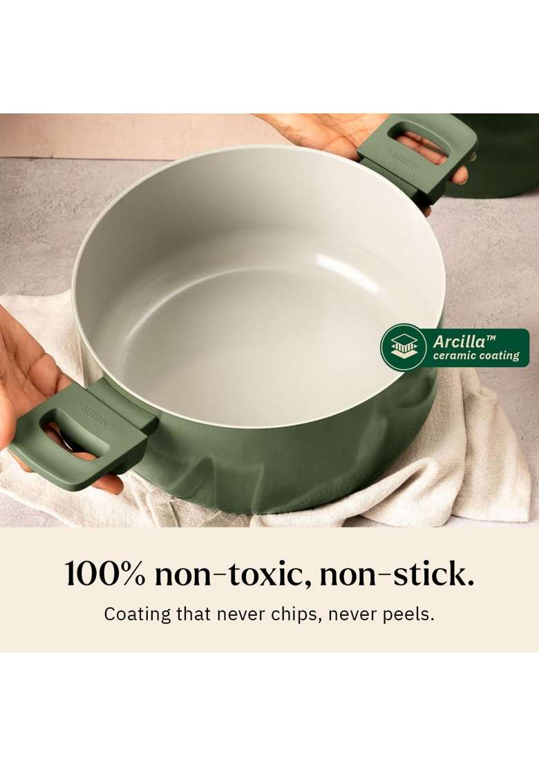 Ember Cookware Arcilla Ceramic Dutch Oven | 5 L | 5.3 Qt | 24 cm | 9.4 Inch | Non-Toxic | Non-Stick | With Lid - Indya