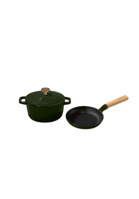 CUMIN CO. Cast Iron Omelette Pan and Dutch Oven Set | 16 cm | 6.3 Inch | Induction Compatible | Non-Toxic | With Lid | Rust Resistant