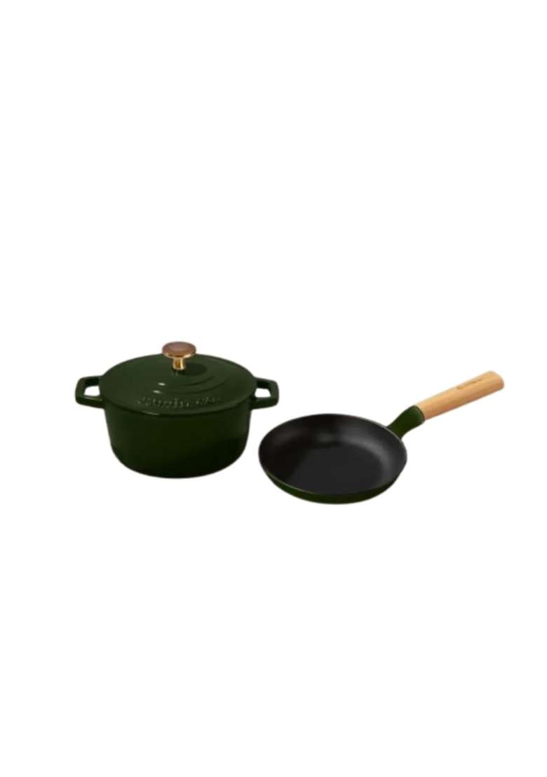 CUMIN CO. Cast Iron Omelette Pan and Dutch Oven Set | 16 cm | 6.3 Inch | Induction Compatible | Non-Toxic | With Lid | Rust Resistant - Indya