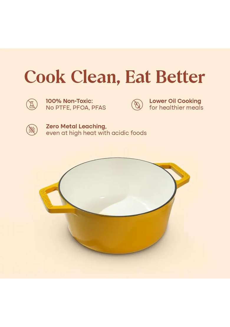 CUMIN CO. Cast Iron Omelette Pan and Dutch Oven Set | 16 cm | 6.3 Inch | Induction Compatible | Non-Toxic | With Lid | Rust Resistant - Indya