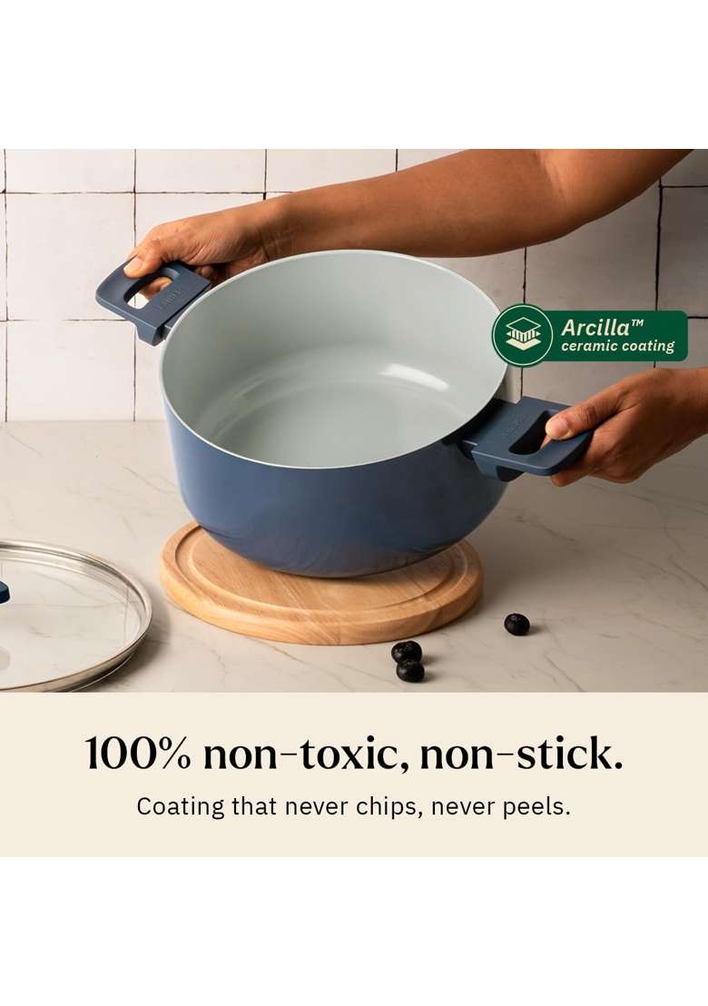Ember Cookware Arcilla Ceramic Dutch Oven | 5 L | 5.3 Qt | 24 cm | 9.4 Inch | Non-Toxic | Non-Stick | With Lid - Indya