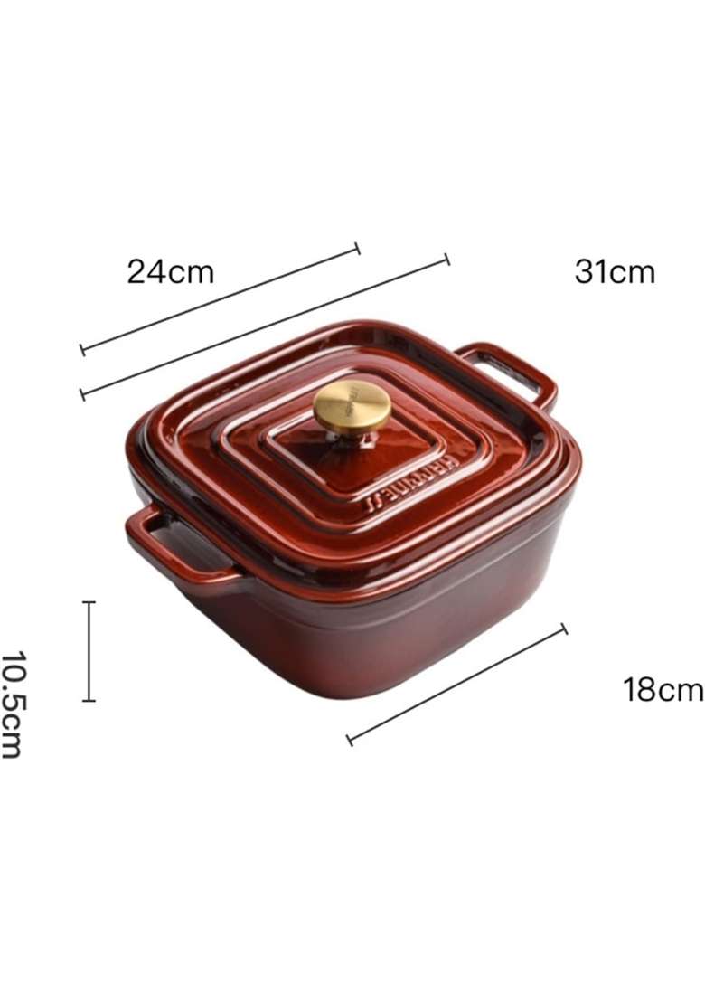 NUTRION Happiness Series Enameled Cast Iron Biryani Pot Dutch Oven | 3.5 L | 3.7 Qt | 24 cm | 9.4 Inch | Induction Compatible | Non-Toxic - Indya