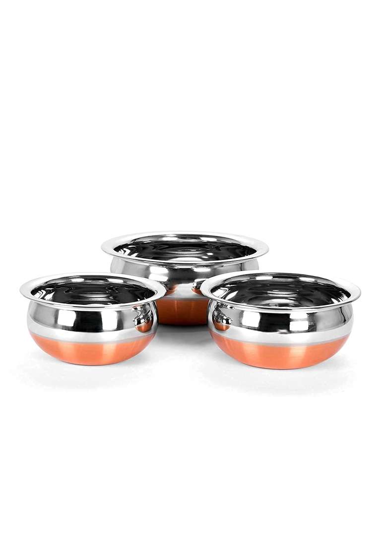 SHIFA CRAFT Handi Cooking Pot Copper Bottom Stainless Steel | 1.5 L | 1.6 Qt - Indya