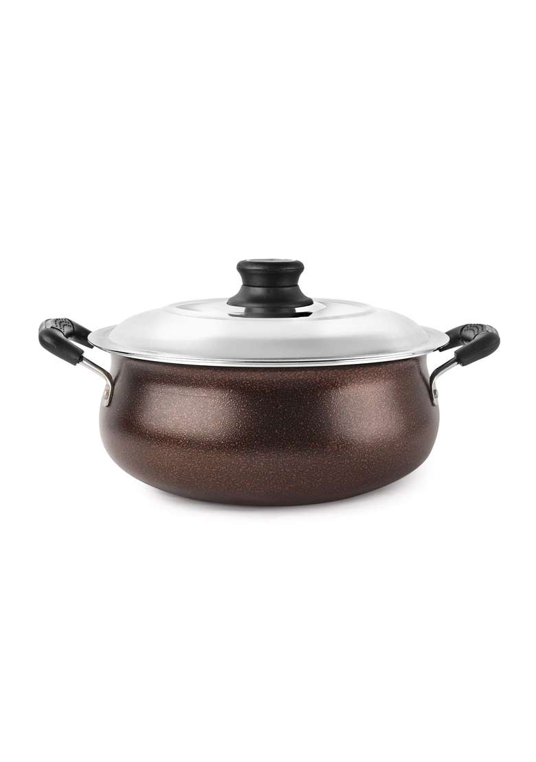 CELLO Non Stick Induction Compatible Gravy Biryani Handi Biryani Pot with Stainless Steel Lid | 2.5 L | 2.6 Qt - Indya