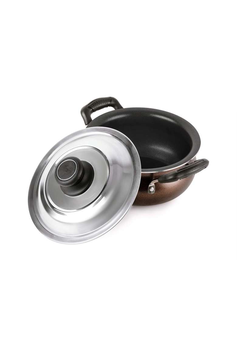 CELLO Non Stick Induction Compatible Gravy Biryani Handi Biryani Pot with Stainless Steel Lid | 2.5 L | 2.6 Qt - Indya