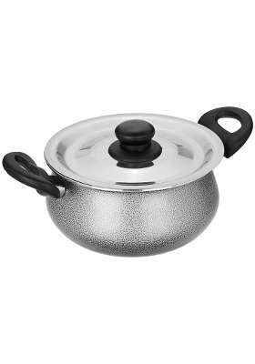 Solimo Amazon Brand Solimo Non-stick Handi Cooking Pot with Stainless Steel Lid | 2.5 L | 2.6 Qt | Induction Compatible