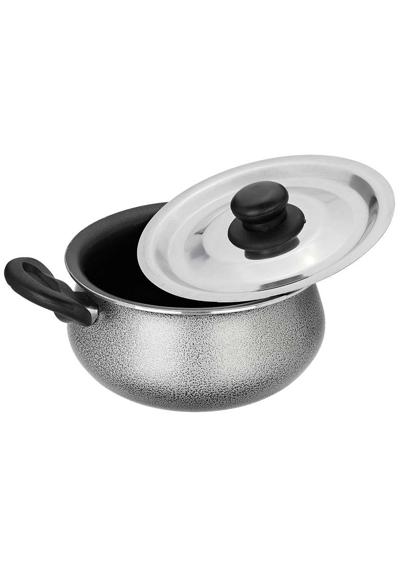 Solimo Amazon Brand Solimo Non-stick Handi Cooking Pot with Stainless Steel Lid | 2.5 L | 2.6 Qt | Induction Compatible - Indya
