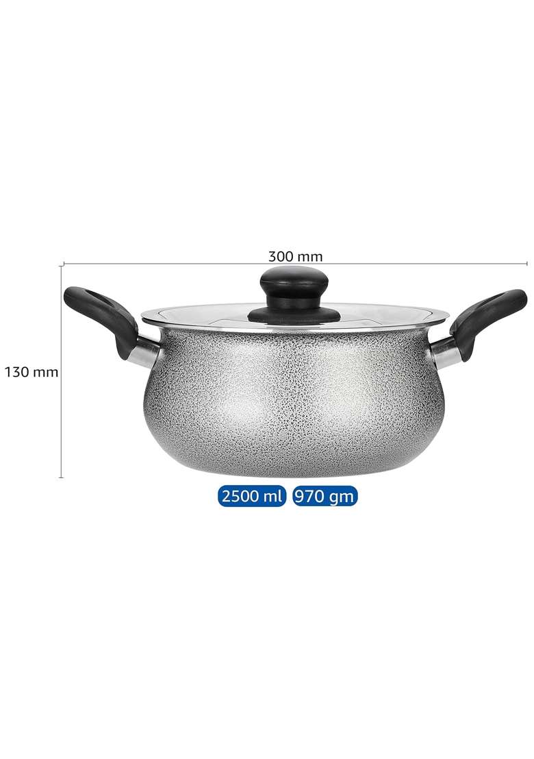 Solimo Amazon Brand Solimo Non-stick Handi Cooking Pot with Stainless Steel Lid | 2.5 L | 2.6 Qt | Induction Compatible - Indya