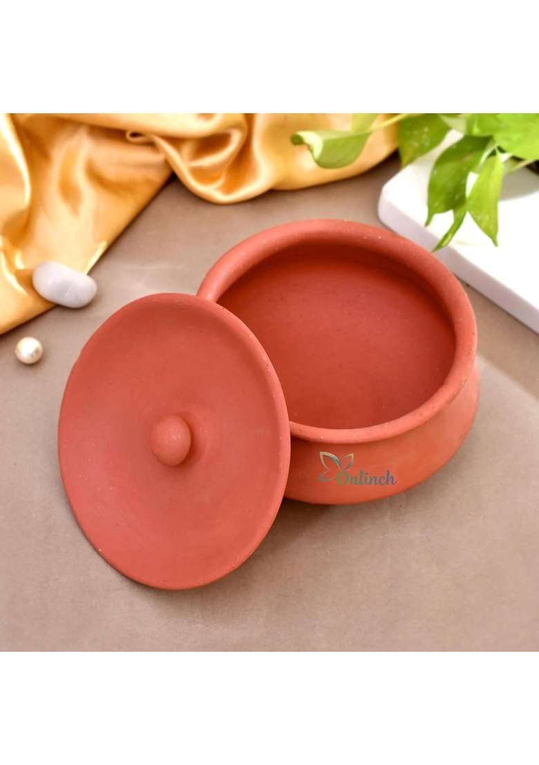 B S NATURAL Organic Clay Dahi Handi | 2 L | 2.1 Qt | With Lid - Indya