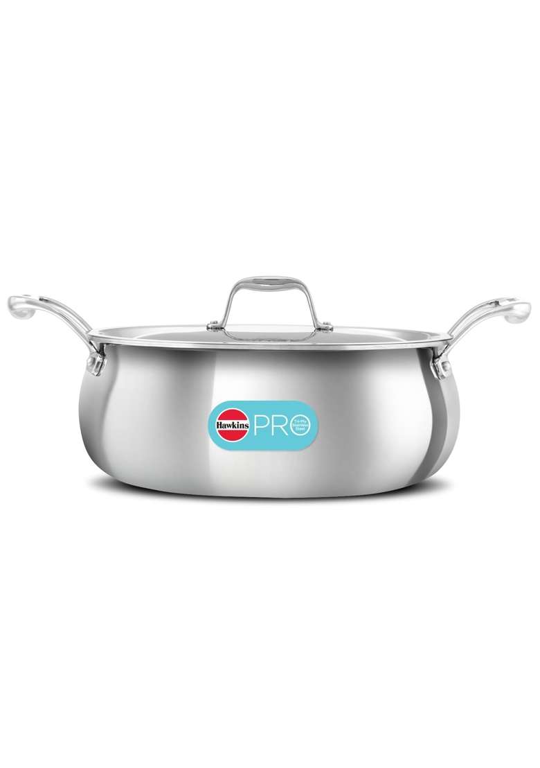 Hawkins Pro Handi Cooking Pot with Lid | 5 L | 5.3 Qt | Tri-Ply - Indya