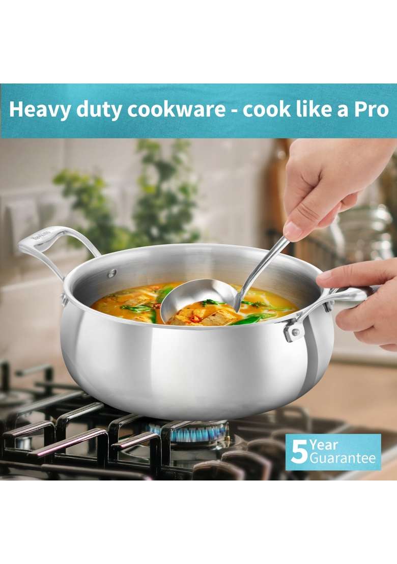 Hawkins Pro Handi Cooking Pot with Lid | 5 L | 5.3 Qt | Tri-Ply - Indya