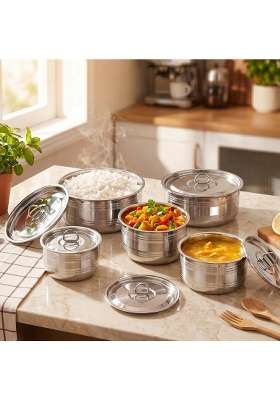 Nestasia Stainless Steel Container with Lid | 1 L | 1.1 Qt | 5-Piece Set | Dishwasher Safe | Food Safe