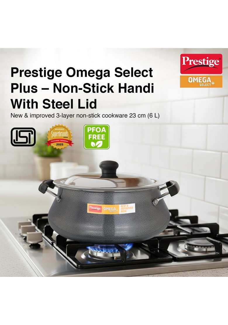 Prestige Omega Select Plus Non-Stick Handi Cooking Pot | 5 L | 5.3 Qt - Indya