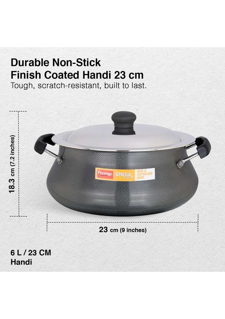 Prestige Omega Select Plus Non-Stick Handi Cooking Pot | 5 L | 5.3 Qt - Indya