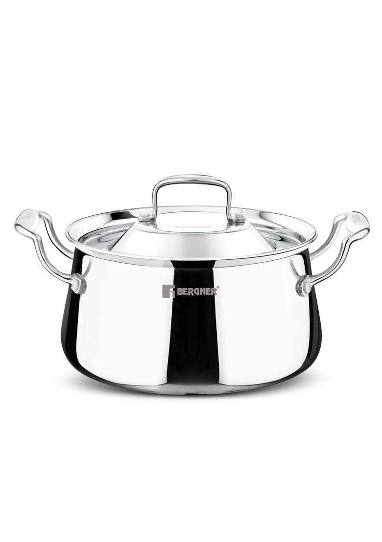 BERGNER Argent Samsara Triply Stainless Steel | 4 L | 4.2 Qt | 22 cm | 8.7 Inch | Induction Compatible - Indya