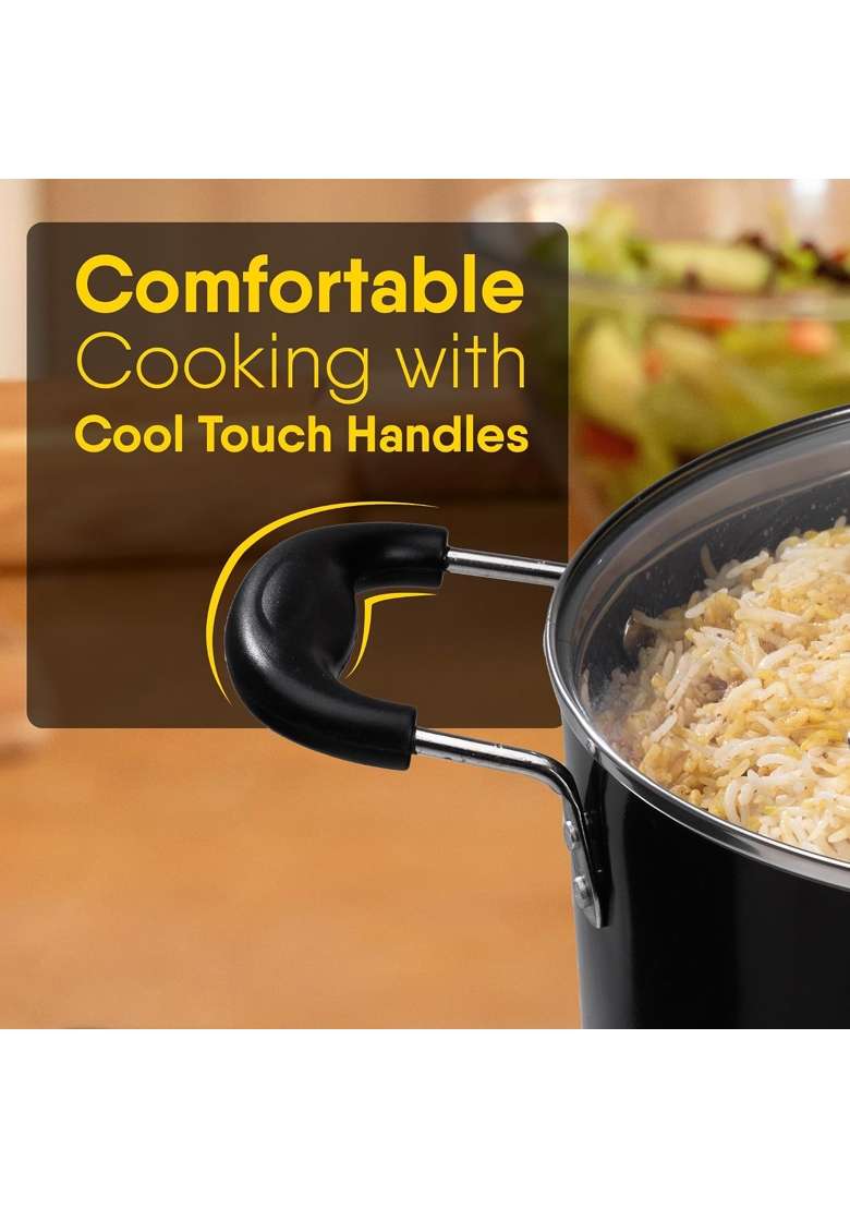 AGARO Elegant Non Stick Biryani Pot with Glass Lid | 5.5 L | 5.8 Qt | 26 cm | 10.2 Inch | Induction Compatible - Indya