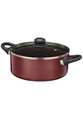 Solimo Amazon Brand Solimo Granite Non-Stick Casserole with Glass Lid | 24 cm | 9.4 Inch | Induction Compatible | PFOA Free