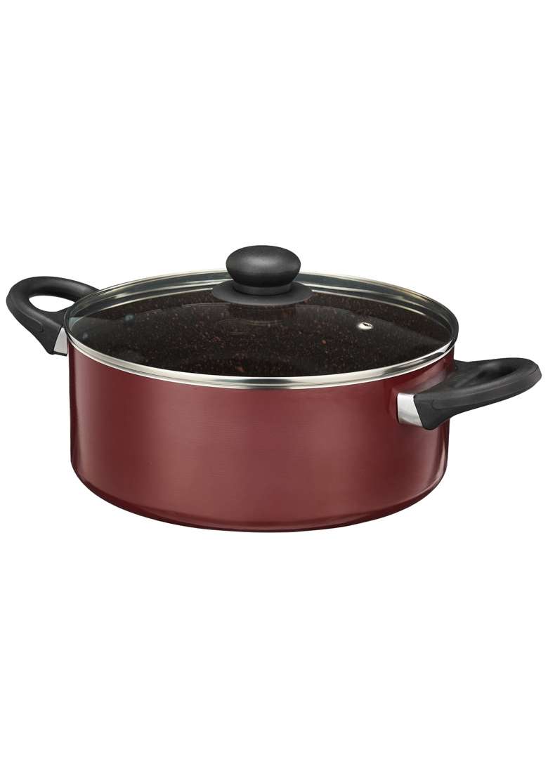 Solimo Amazon Brand Solimo Granite Non-Stick Casserole with Glass Lid | 24 cm | 9.4 Inch | Induction Compatible | PFOA Free - Indya