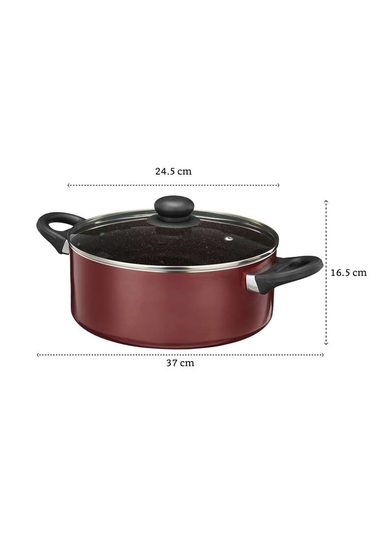 Solimo Amazon Brand Solimo Granite Non-Stick Casserole with Glass Lid | 24 cm | 9.4 Inch | Induction Compatible | PFOA Free - Indya