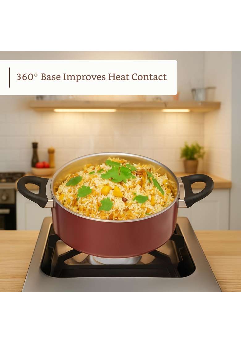 Solimo Amazon Brand Solimo Granite Non-Stick Casserole with Glass Lid | 24 cm | 9.4 Inch | Induction Compatible | PFOA Free - Indya