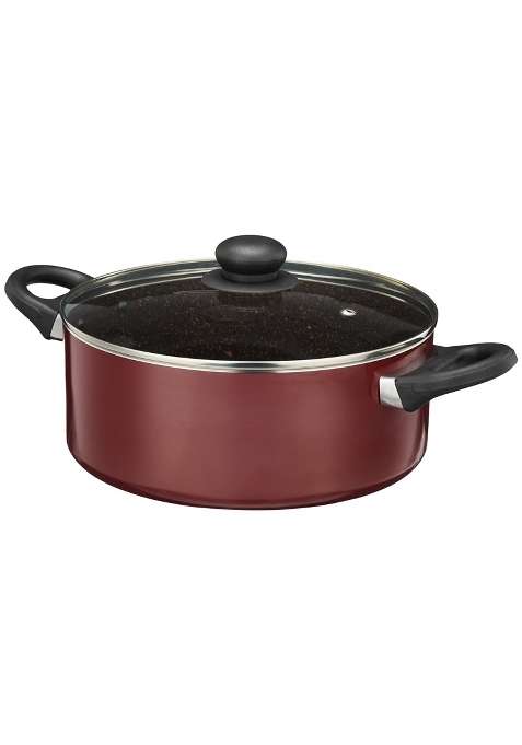 Solimo Amazon Brand Solimo Granite Non-Stick Casserole with Glass Lid | 24 cm | 9.4 Inch | Induction Compatible | PFOA Free